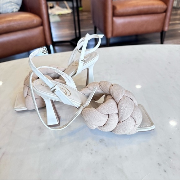 Sam Edelman Sand Cream Courtney Braided Padded Ankle Strap Heel Size 6.5 - Picture 5 of 8